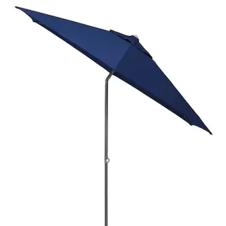 Kettler EASY PUSH Schirm Schirm Ø 300 cm, UPF 50+, anthrazit matt/ blau, Aluminium/Polyester mit PU Beschichtung