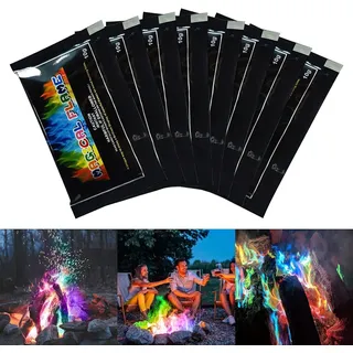 Rakiuty Buntes Feuer, Buntes Feuerpulver, Magic Fire Pulver, Bunte Flamme Farbwechsel Powder Party und Halloween und Weihnachten,Feuerstellen, Kamin, Ofen, für Outdoor-Events 8X10g