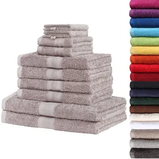 NatureMark 10tlg. Frottier Handtuch-Set Verschiedene Größen in Premium Qualität (10 TLG. Frottier Set, Sand/Beige)