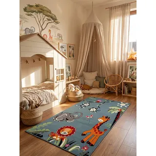KADIMA DESIGN Teppich Kinderzimmer Kinder-Motiv pflegeleicht Spielzimmer in Blau | Gr.: 160 x 230 cm