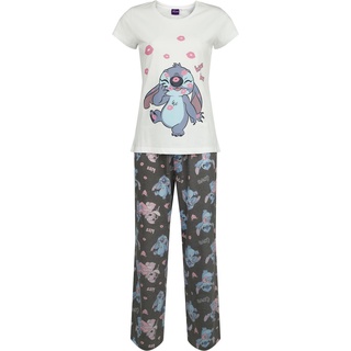 Lilo & Stitch - Disney Schlafanzug - Kiss Kiss - S bis XXL - für Damen - Größe M - multicolor  - EMP exklusives Merchandise! - M