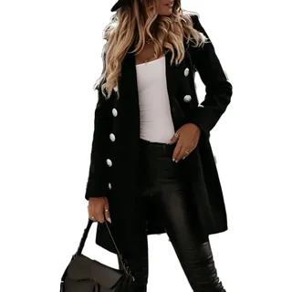 Godoboo Damen Winter Blazer Mantel Lang Wollmantel Warme üBergangsjacke Einfarbig Blazer Jacke Herbst Winter Jacke Outwear Mantel - 3XL