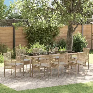 vidaXL Garten Essgruppe 9-tlg. Beige