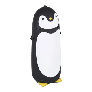 300ml Tragbare Niedliche Pinguin Wasserflasche Pinguin Flasche Glas Wasserbecher Doppelschichtiger Becher Reisebecher Ideal für den Heim und Schulgebrauch (Schwarz)