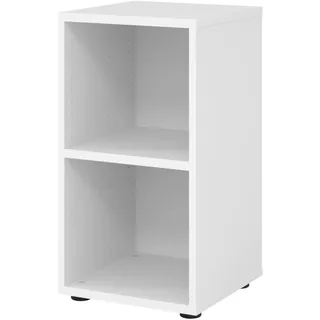 bümö Regal weiß, Standregal aus Holz für 2 Ordnerhöhen - Bücherregal klein 40 cm schmal, Aktenregal für Ordner & Bücher, kleines Büroregal, Holzregal, Ordnerregal, Buchregal Dachschräge
