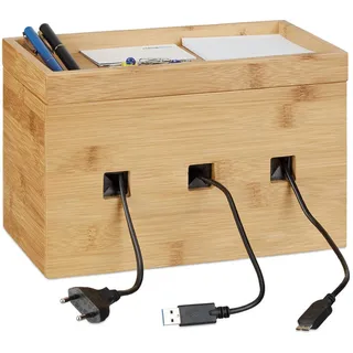 Relaxdays Kabelbox 25,5 x 16,5 x 14 cm 1-tlg. naturfarben