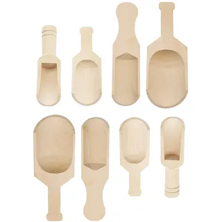 SRJQXH 8 Stück Holzlöffel Set, Kleine Holzlöffel für Küche, Gewürzlöffel, Mehlschaufel, Salzlöffel, Teelöffel, Holzlöffel Klein, Natürliche Holz Küchennutensilien für Backen und Kochen