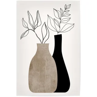 artboxONE Poster 75x50 cm Floral Gris En Gris hochwertiger Design Kunstdruck - Bild vase abstrakt Blumen