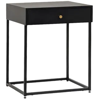 osoltus Nachttisch schwarz Metall | Beistelltisch Soft-Close Schublade Industriedesign | Cube Black Series