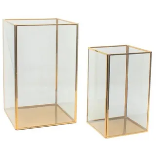 LaLe Living Dekovase Vintage Batu 2-teilig in Gold und Schwarz (Set, 2er-Set), Windlichter aus Eisen goldfarben