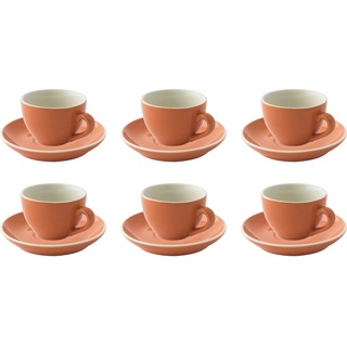 palmer colors Kaffeetassen - 6er-Set, Porzellan, orange, 18 cl – 14 cm moderne, kompakte Form, für Kaffee, Cappuccino, Tee und Kakao spülmaschinenfest
