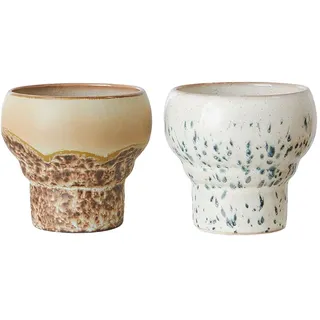 70s Ceramics: Lungo Mugs (Set of 2) Unisex CORAL One Size