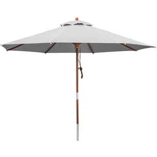 anndora® Sonnenschirm mit Holz Stamm 2 Teile Stammschutz - Gartenschirm 3,5 m rund 350 cm - UV Schutz + Winddach - Farbwahl