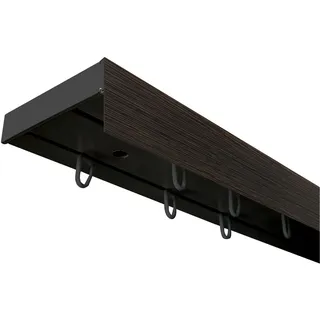 SN DECO GROUP SN Deco - Vorhangschiene SH Set 2-läufig schwarz 300cm, Gardinenschiene, vorgebohrt, m. Blende Wenge 7.5cm, Komplettes Zubehör und Röllchen