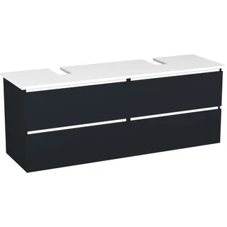 Garlivo Waschbeckenunterschrank GLB-160 Schwarz mit Schubladen, Badezimmer Waschtischunterschrank, Anthrazit- Breite 160 cm, Soft-Close, Push-to-Open/Tip-On, Hängend
