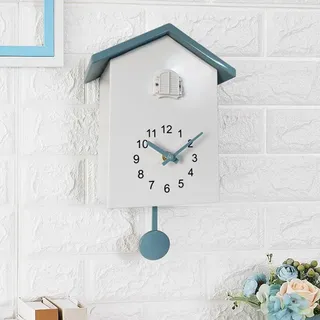 SPORTARC Kuckucksuhr, Vintage Kuckuck-Wanduhr, Kuckucksuhr mit Pendel und Vogelruf, Vogelhaus-Wandkunst für Zuhause, Wohnzimmer, Büro-Dekoration (Weiß+Grau)