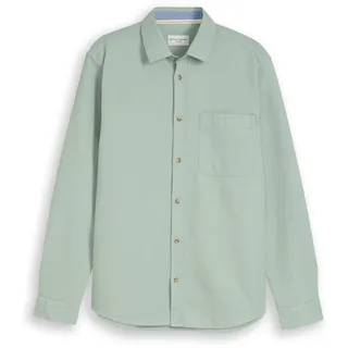 Tom Tailor Herren Regular Fit Hemd mit Waffelstruktur, grün, Uni, Gr. M