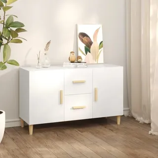 SDWEHO7 Beistellschrank Modern Stil Sideboard mit 2 Türen & 2 Schubladen, Schmaler Sofatisch Flurtisch Aufbewarhungsschrank Organisationseinheit für Wohnzimmer, Weiß 100x36x60 cm