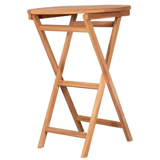 deVries Gartentisch deVries Teakholz Stehtisch Woodie Ø 80 cm - rund, massives Teakholz - rustikaler Charakter - gekreuztes Gestell