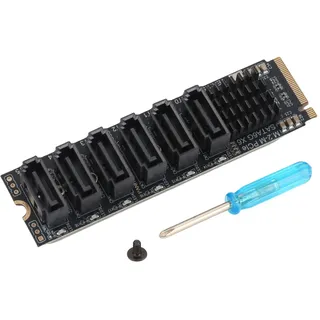 Dpofirs M.2 auf SATA3.0 Adapterkarte, Uplink PCIE3.0 X2 16 Gbps, Downstream SATA3.0 6 Gbps X 5, SATA 6 Ports Adapterkonverter Festplattenerweiterungskarte ASM1166