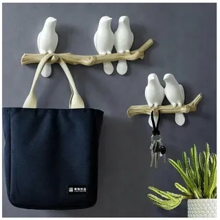 Vurahome – Garderobenständer, Vogel-auf-baum-design, Wandgarderobe, Ziergarderobe – 3 Vögel