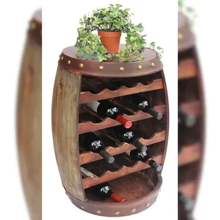 DanDiBo Weinregal Holz mit Ablage Weinfass 1546 Fass 70 cm Flaschenregal Flaschenständer Weinständer Bar