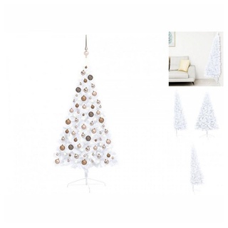 vidaXL Künstlicher Weihnachtsbaum Künstlicher Halber Weihnachtsbaum mit LEDs Kugeln Weiß 120 cm weiß