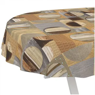 ANRO Wachstuchtischdecke Oval 180 x 140 cm Braun