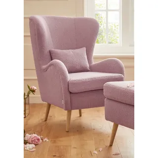 OTTO home Sessel Salla auch in Fellimitat und Feincord, viele Bezugsarten, Ohrensessel, wahlweise mit oder ohne Hocker; großer Sessel: Maße B/T/H: 78/94/118cm rosa