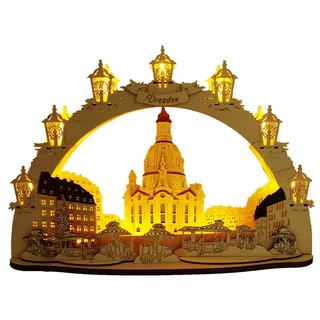 3D LED Schwibbogen Dresdner Frauenkirche Dresden - Holzkunst aus Sachsen - mit Netzkabel | Lichterbogen Weihnachten