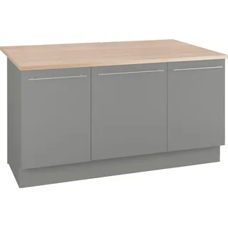 Kücheninsel OPTIFIT "Bern" Komplettküchen-Sets Gr. B: 160 cm, grau (küche: basaltgrau, akaziefarben) Optifit mit durchgehender Arbeitsplatte als Theke, Breite 160 cm