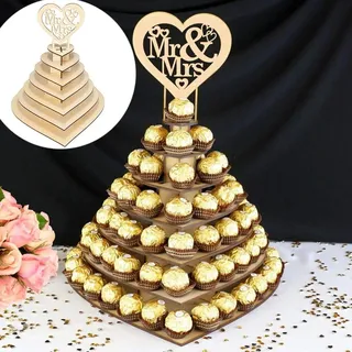 95sCloud Schokolade Display Halter Herzförmige Holz Candy Snacks Dessert DIY Dekorieren Ausstellungsstand Regal Hochzeiten Tisch Dessert Display Ständer für Hochzeit Geburtstagsparty Hochzeitsfeiern
