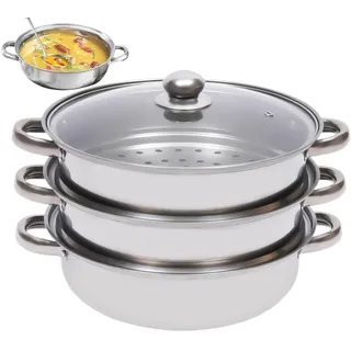 Dampfkochtopf Für Das Kochen,28 Zentimeter stapelbar mit Griff | Edelstahl Dampfgarer für die Küche und das Kochen - Für Suppe Knödel Fisch Gesunde Ernährung Und Familienzusammenkunft