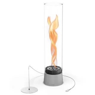 höfats Tischfeuer SPIN air (rauch- und rußfreier Tischkamin für Indoor und Outdoor), wärmende Feuersäule mit Flammenwirbel für Tischdeko grau Ø 9 cm