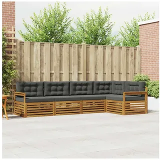 vidaXL Outdoor-Sofagarnitur 5-tlg. Natur/Anthrazit