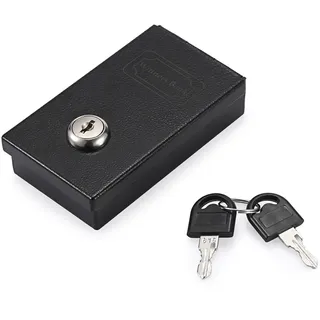 OGANAZI Kleine Geldkassette Metall Spardose mit 2 Schlüssel 11x6,5x3,5 cm | Taschenformat Geldbox mit Schloss, Schwarz abschließbar Sparschwein, Tragbar Metalldose für Scheine, Münzen Klappdeckel