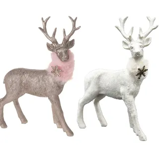 Hirsch mit Schal 21x15 cm Rentier mit Plüschschal - Weihnachten Weihnachtsdeko