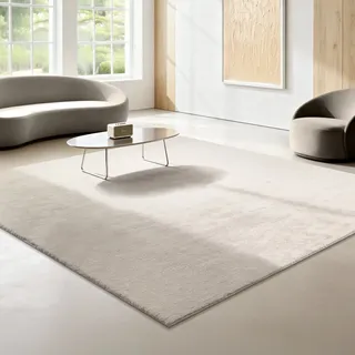 The CarPET Teppich THE CARPET "kuschelig & Super Soft, Anti-Rutsch Unterseite", beige (creme), B:240cm H:16mm L:240cm, Polyester, Teppiche, Teppich, Waschbar bis 30 Grad, Felloptik, Wohnzimmer Teppich, Kundenliebling