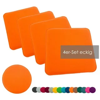 heimtexland Sitzkissen Filz Sitzauflage Stuhlkissen Bankkissen abwaschbar, Filzkissen eckig & rund I Indoor Outdoor I bequem & robust orange Eckig | 35 cm x 35 cm