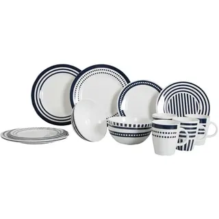 gimex Marine Line Geschirrset 16-tlg. blau/weiß