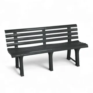 Spetebo Kunststoff Gartenbank 3-Sitzer 145 x 74 cm bis 200 kg - anthrazit | Garten Sitzbank mit Rückenlehne wetterfest - Outdoor Parkbank Terrassenbank Bank ohne Armlehne für 3 Personen