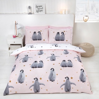 Rapport Bettbezug-Set mit Pinguin-Muster, Rose, King Size