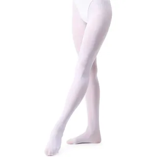 tanzdunsje Ballett Strumpfhose Kinder Tanzstrumpfhose mit Fuß für Mädchen und Damen,Weiß L - 12-15 Jahre