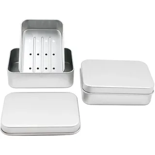 2 Stück Seifendose, Aluminium Seifenschale mit Ablauf, 9,2 x 6,2 x 2,6cm (innen), Klein Seifendose Reise Wasserdicht, Seifenbox für Hause Reisen Camping