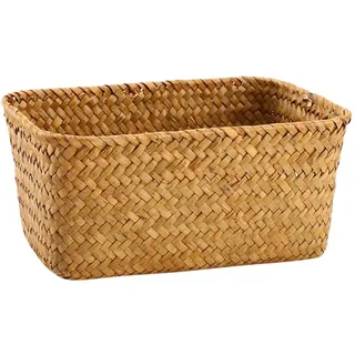 Alipis Geflochtener Korb aus Seegras Kleiner Aufbewahrungskorb Rechteckiges Organizer- Tablett Dekoratives Korbgeflecht Kleinigkeiten Behälter Desktop- Korb für Make- Up Kleidung