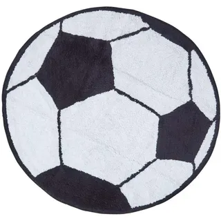 Homescapes Fußball Kinderteppich 80 x 80 cm Schwarz/Weiß/Mehrfarbig