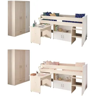 mit 3-trg. Kleiderschrank und Hochbett, Charly 6 - mit ausziehbarem Schreibtisch