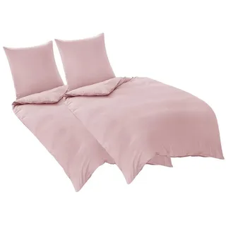 luxuskollektion Wendebettwäsche Gestreift Mikrofaser Rosa 135 x 200 cm + 80 x 80 cm