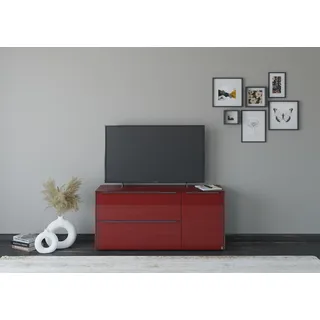 Set One by Musterring reno-Dielen Lowboard 137 cm Graphit Schwarz Matt/Glas Bordeauxrot Glanz