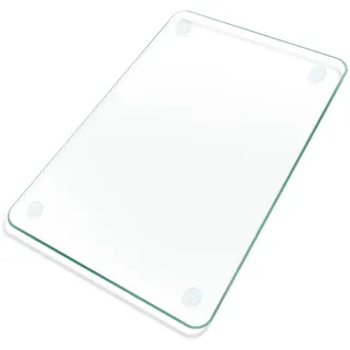 KimiDitt Schneidebrett aus gehärtetem Glas, 30,5 x 20,3 cm, Schneidebrett für Küchentheke, kleines klares Glas, mit rutschfesten Füßen, kratzfest, hitzebeständig
